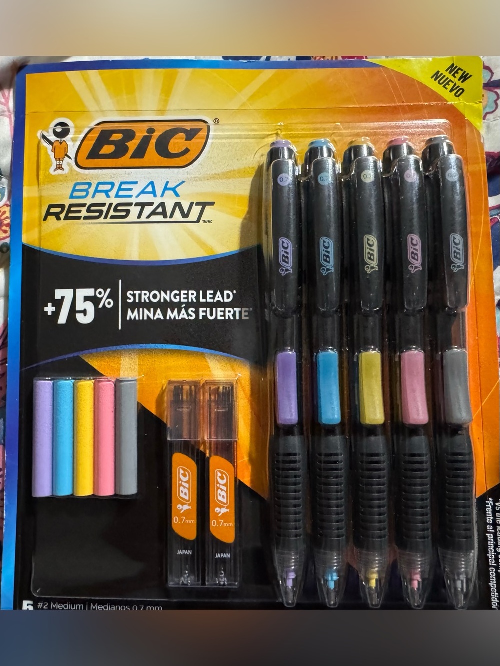 Bic Break Resistant Mechanical Pencils - Black Body with Pastel Accents